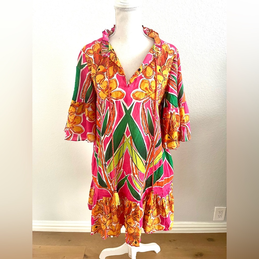 Floral Pink and Green Roopa Pemmataju Dress